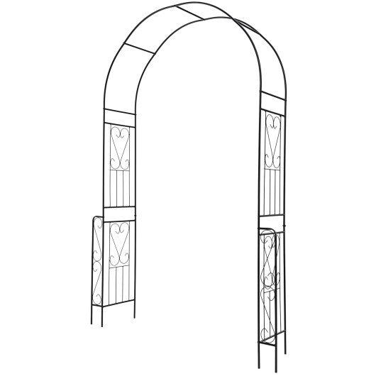 7.9 Feet Metal Garden Arch Backdrop Stand with Fence for Climbing Plants-Black LuxuryLifeWay Online Store