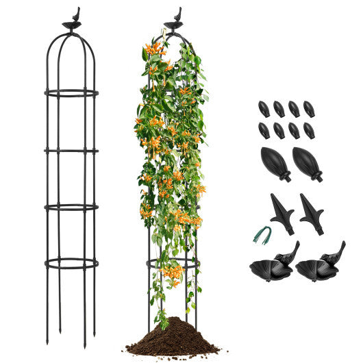 2-Pack Garden Obelisk Trellis for Climbing Plants-Black LuxuryLifeWay Online Store