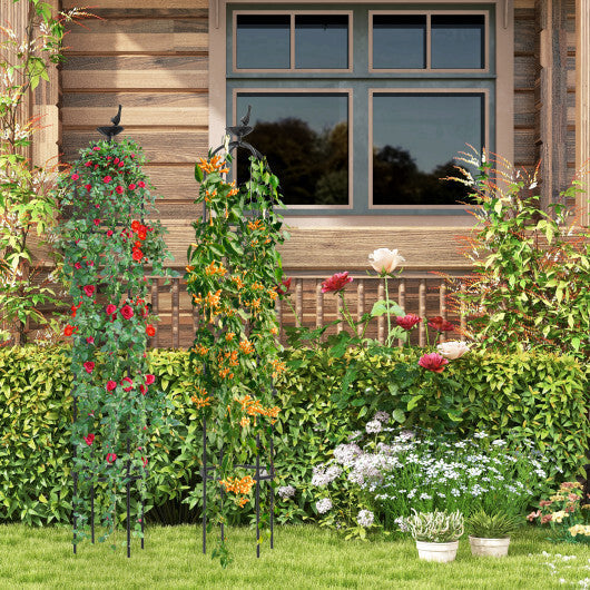 2-Pack Garden Obelisk Trellis for Climbing Plants-Black LuxuryLifeWay Online Store