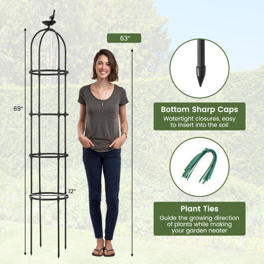2-Pack Garden Obelisk Trellis for Climbing Plants-Black LuxuryLifeWay Online Store