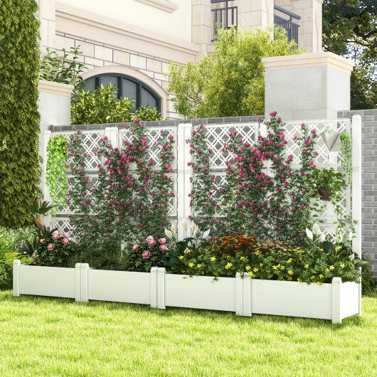 Outdoor Planter Box Self-Watering Raised Garden Bed Trellis with Water Level Indicator-Greyish-white LuxuryLifeWay Online Store