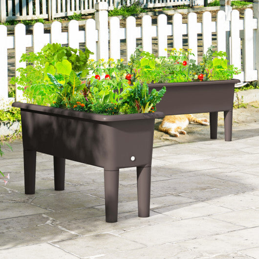 2 Pieces Raised Garden Beds Self-Watering Planter Box with Detachable Legs and Drainage Hole-Coffee LuxuryLifeWay Online Store