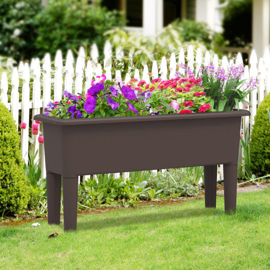 2 Pieces Raised Garden Beds Self-Watering Planter Box with Detachable Legs and Drainage Hole-Coffee LuxuryLifeWay Online Store