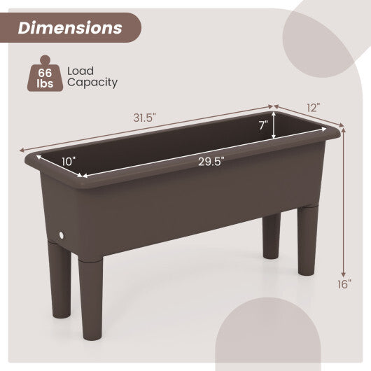 2 Pieces Raised Garden Beds Self-Watering Planter Box with Detachable Legs and Drainage Hole-Coffee LuxuryLifeWay Online Store