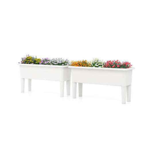 2 Pieces Raised Garden Beds Self-Watering Planter Box with Detachable Legs and Drainage Hole-Coffee LuxuryLifeWay Online Store