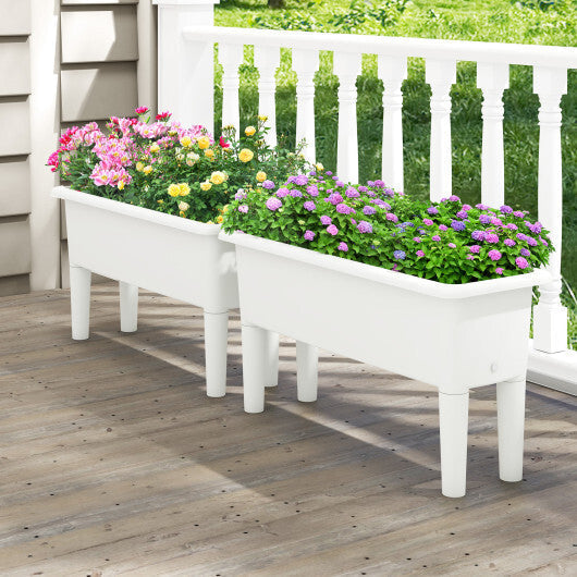 2 Pieces Raised Garden Beds Self-Watering Planter Box with Detachable Legs and Drainage Hole-Coffee LuxuryLifeWay Online Store