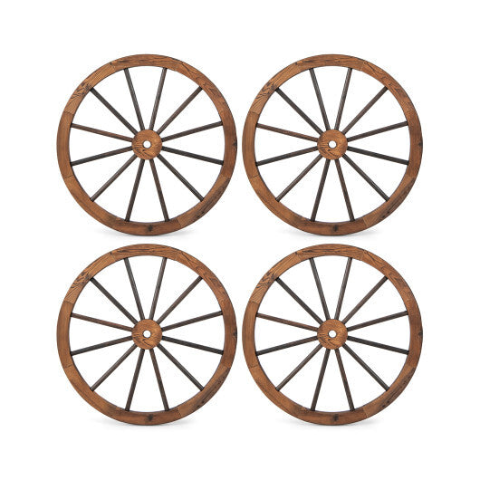 Set of 4 Decorative Wooden Wagon Wheels 30 Inch Vintage Wagon Wheel Wall Decor