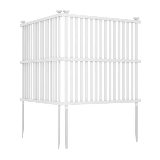 Air Conditioner Fence Panel with Metal Ground Stakes for Outside-White