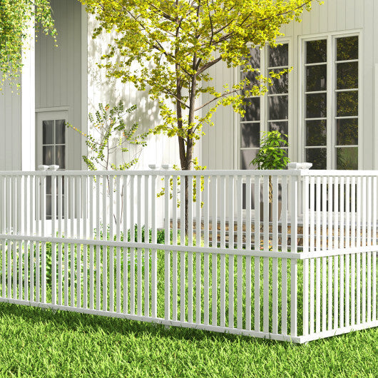 Air Conditioner Fence Panel with Metal Ground Stakes for Outside-White