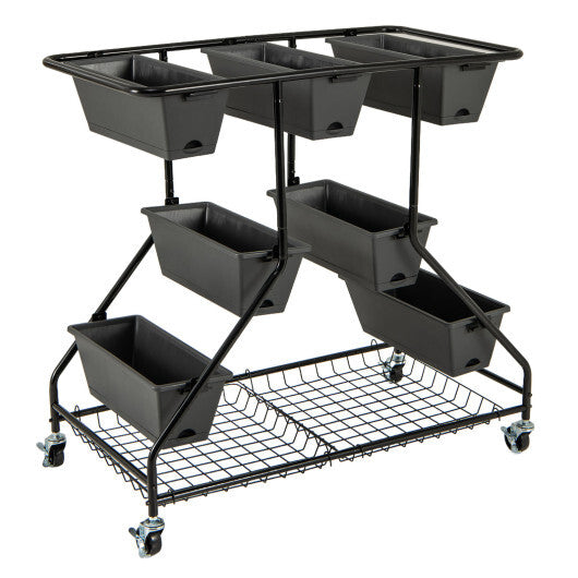 Vertical Raised Garden Bed with 7 Planter Boxes and Storage Baskets-Black LuxuryLifeWay Online Store