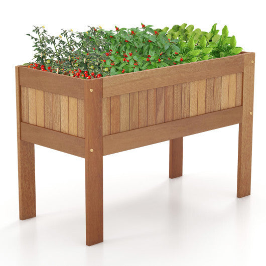 Wooden Raised Garden Bed Solid Wood Elevated Planter Box with Legs