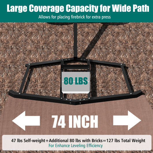 74 inch Wide Driveway Drag Tow Behind Landscape Leveling Rake with Reinforced Bars-Black LuxuryLifeWay Online Store