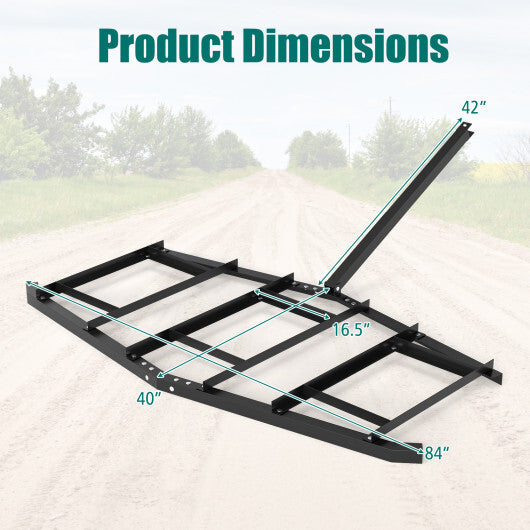 84 inch Wide Driveway Drag Tow Behind Landscape Leveling Rake with Reinforced Bars-Black LuxuryLifeWay Online Store