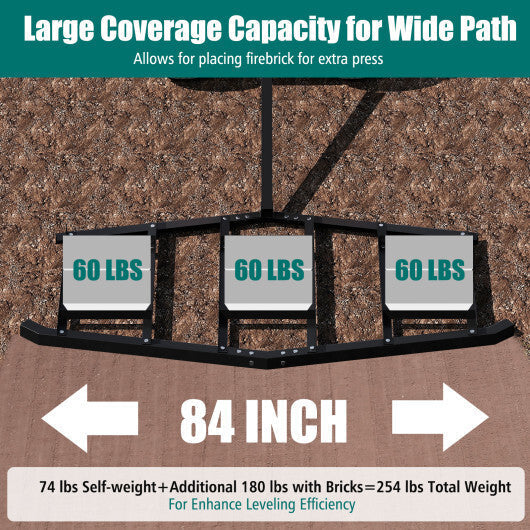 84 inch Wide Driveway Drag Tow Behind Landscape Leveling Rake with Reinforced Bars-Black LuxuryLifeWay Online Store