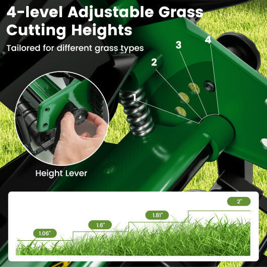 14 Inch Push Lawn Mower with 5 Steel Blades and Grass Catcher Bag-Green LuxuryLifeWay Online Store