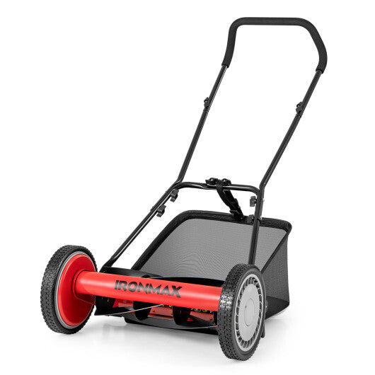 16 Inch Push Lawn Mower with 5 Steel Blades and Grass Catcher Bag-Green LuxuryLifeWay Online Store