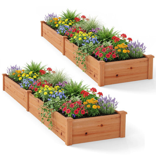 Set of 2 Wooden Vegetable Raised Garden Bed for Backyard-Orange LuxuryLifeWay Online Store