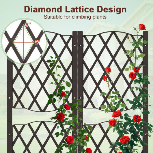 Set of 2 PE Rattan Raised Garden Bed with Trellis Planter Box for Climbing Plants-Rustic Brown LuxuryLifeWay Online Store