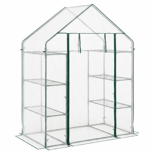 Portable Walk-in Greenhouse with 3 Tiers and 6 Shelves-White LuxuryLifeWay Online Store