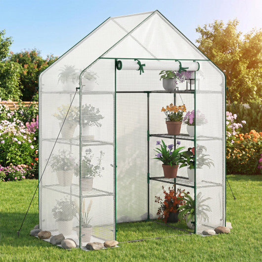 Portable Walk-in Greenhouse with 3 Tiers and 6 Shelves-White LuxuryLifeWay Online Store