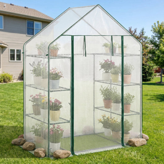 Portable Walk-in Greenhouse with 3 Tiers and 6 Shelves-White LuxuryLifeWay Online Store