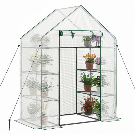 Portable Walk-in Greenhouse with 3 Tiers and 6 Shelves-White LuxuryLifeWay Online Store