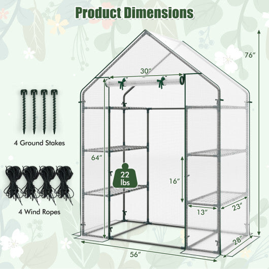 Portable Walk-in Greenhouse with 3 Tiers and 6 Shelves-White LuxuryLifeWay Online Store