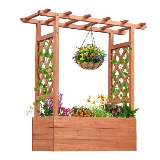 Patent Pending Wooden Raised Garden Bed with Trellis and Hanging Roof-Orange LuxuryLifeWay Online Store