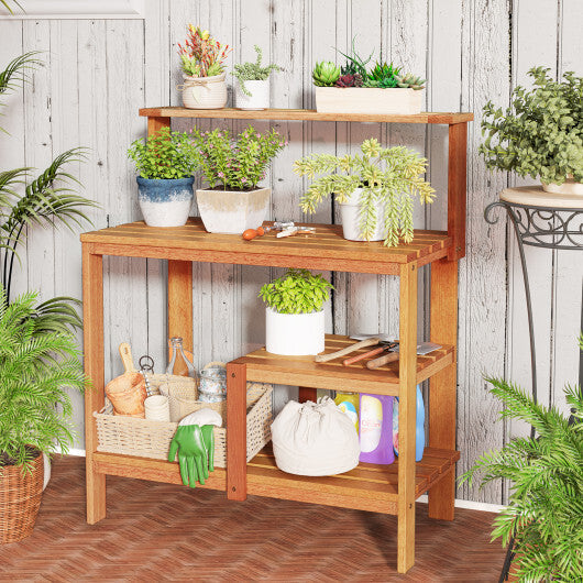 Outdoor Garden Potting Wood Planting Workstation with Open Shelves LuxuryLifeWay Online Store