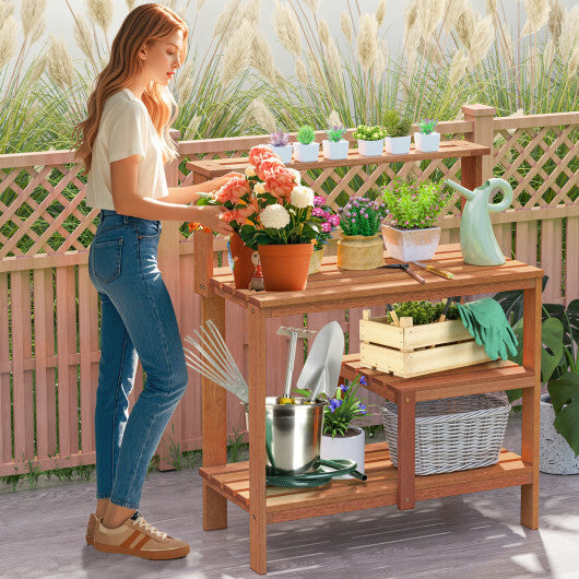 Outdoor Garden Potting Wood Planting Workstation with Open Shelves LuxuryLifeWay Online Store