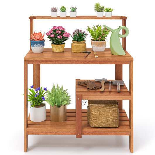 Outdoor Garden Potting Wood Planting Workstation with Open Shelves LuxuryLifeWay Online Store