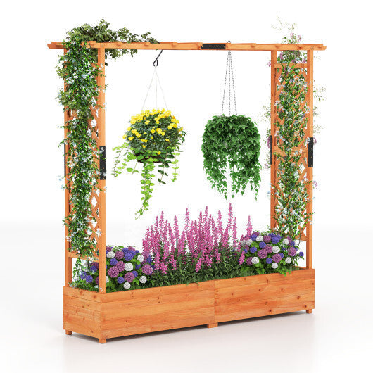 Raised Garden Bed with Arch Trellis and Hanging Roof-Orange LuxuryLifeWay Online Store