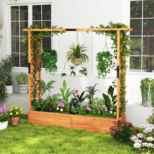 Raised Garden Bed with Arch Trellis and Hanging Roof-Orange LuxuryLifeWay Online Store