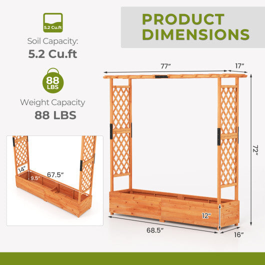 Raised Garden Bed with Arch Trellis and Hanging Roof-Orange LuxuryLifeWay Online Store