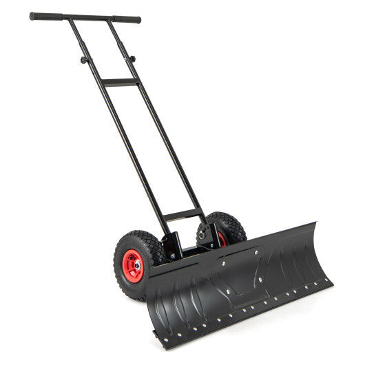 36 Inches Snow Shovel with Wheels and Adjustable Angle-Black LuxuryLifeWay Online Store