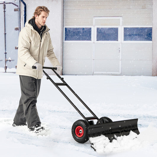 36 Inches Snow Shovel with Wheels and Adjustable Angle-Black LuxuryLifeWay Online Store