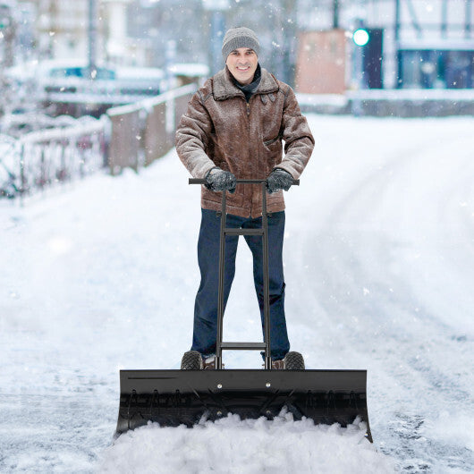 36 Inches Snow Shovel with Wheels and Adjustable Angle-Black LuxuryLifeWay Online Store