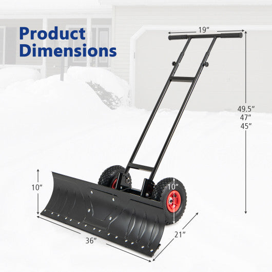 36 Inches Snow Shovel with Wheels and Adjustable Angle-Black LuxuryLifeWay Online Store