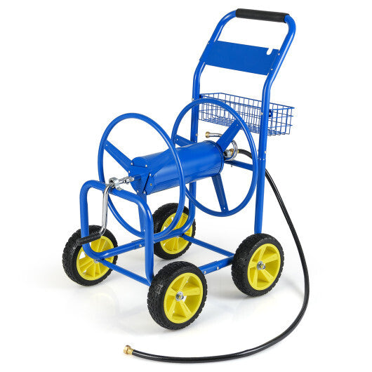 Garden Hose Reel Cart Metal Hose Cart with 4 Wheels and Storage Basket-Green LuxuryLifeWay Online Store