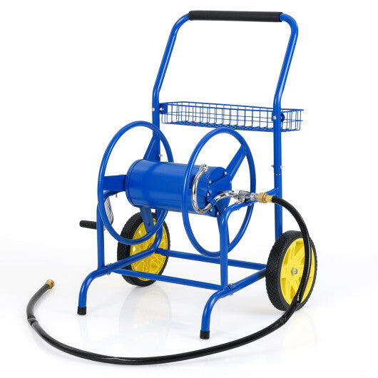 Garden Hose Reel Cart with 2 Wheels and Storage Basket-Blue LuxuryLifeWay Online Store