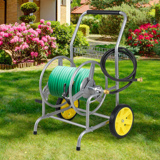 Garden Hose Reel Cart with 2 Wheels and Storage Basket-Blue LuxuryLifeWay Online Store