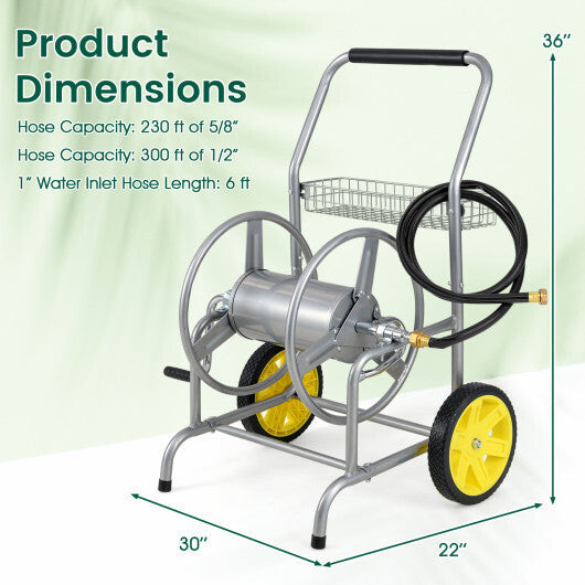 Garden Hose Reel Cart with 2 Wheels and Storage Basket-Blue LuxuryLifeWay Online Store