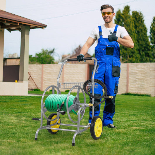 Garden Hose Reel Cart with 2 Wheels and Storage Basket-Blue LuxuryLifeWay Online Store