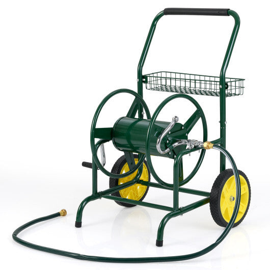 Garden Hose Reel Cart with 2 Wheels and Storage Basket-Blue LuxuryLifeWay Online Store