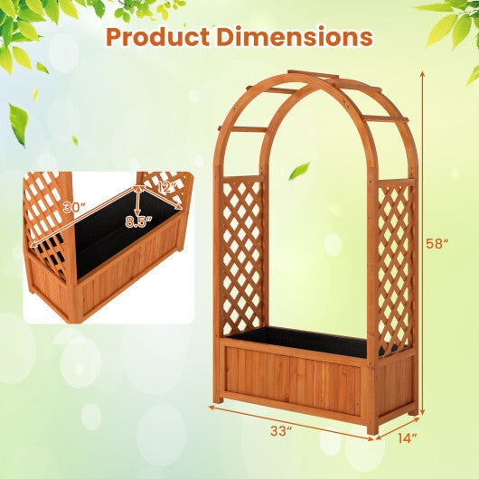 Raised Garden Bed with Lattice Trellis Ached Roof Wooden Elevated Planter Box-Brown LuxuryLifeWay Online Store