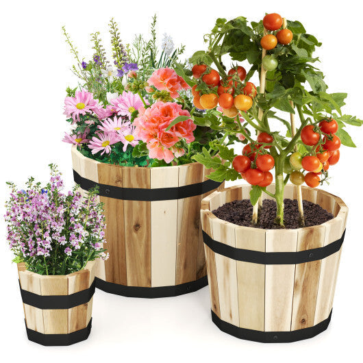 Outdoor Wooden Planter Box with Drainage Holes Set of 3 LuxuryLifeWay Online Store