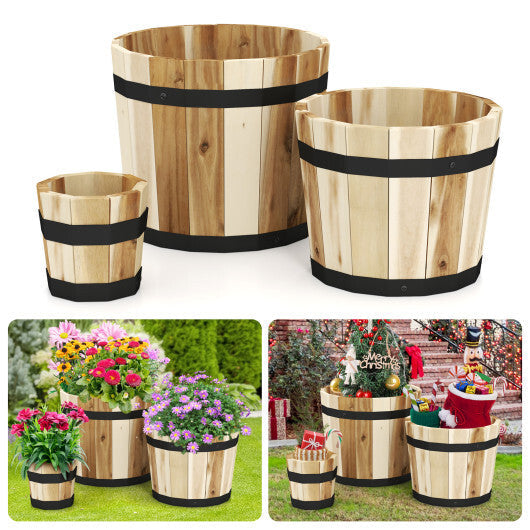 Outdoor Wooden Planter Box with Drainage Holes Set of 3 LuxuryLifeWay Online Store