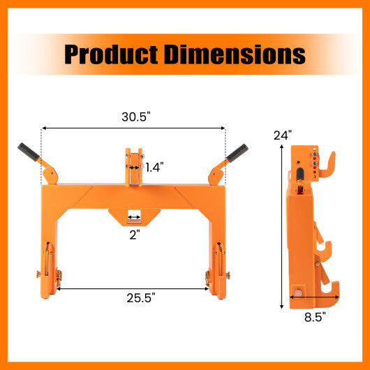 3-Point Quick Hitch with 5 Level Adjustable Bolt for Farming-Orange LuxuryLifeWay Online Store