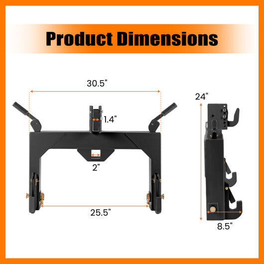3-Point Quick Hitch with 5 Level Adjustable Bolt for Farming-Orange LuxuryLifeWay Online Store