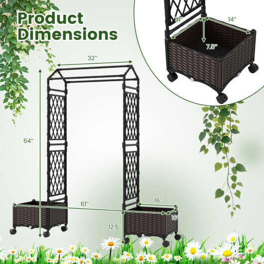 5.5 FT Self-Watering Planter Boxes with Lattice Trellis and Roof-Brown LuxuryLifeWay Online Store